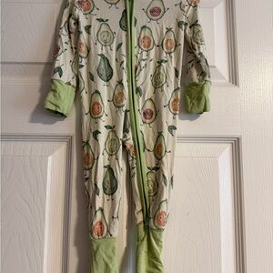 Green Avocado Print Kids Footie Pajama